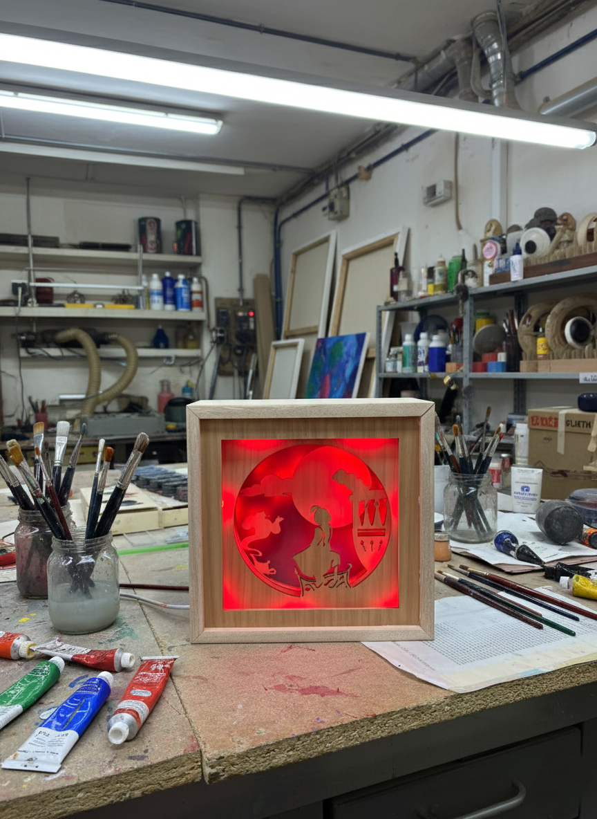 Lampada Shadowbox "Jasmine e Aladin "