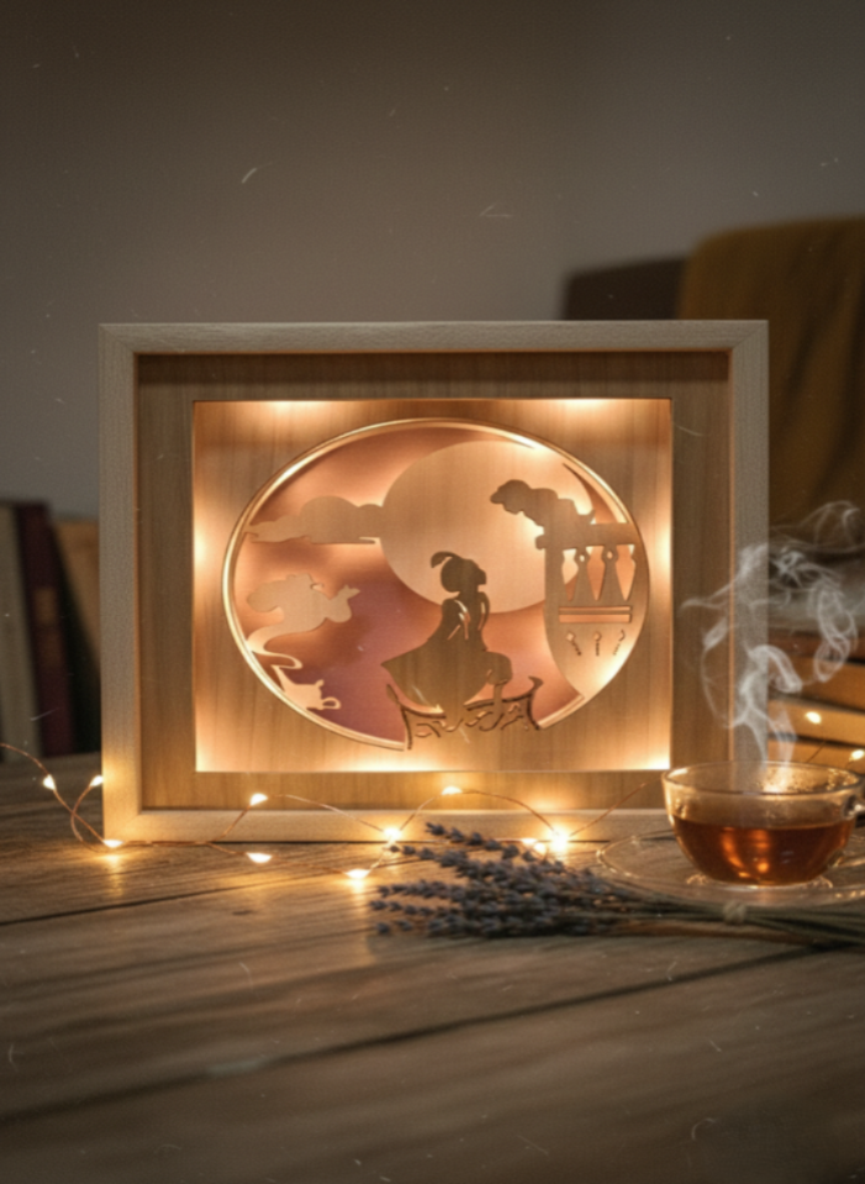 Lampada Shadowbox "Jasmine e Aladin "