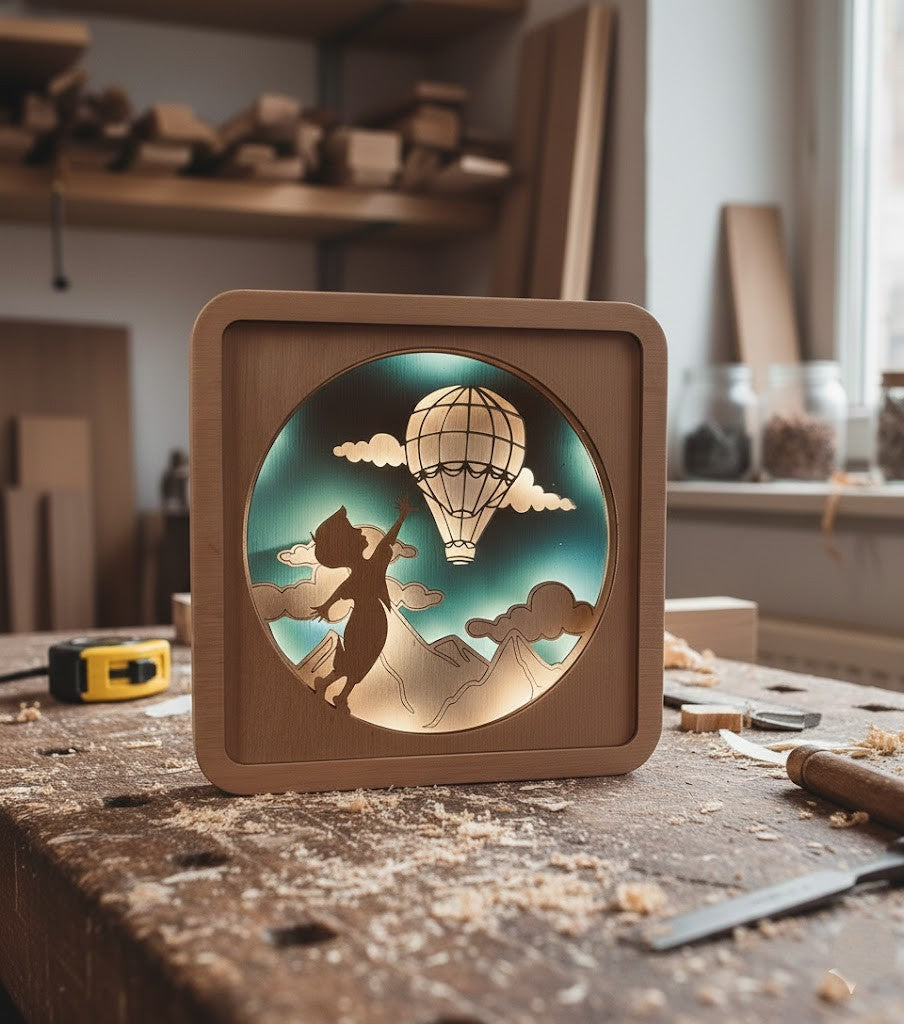Lampada Shadowbox "Mongolfiera "