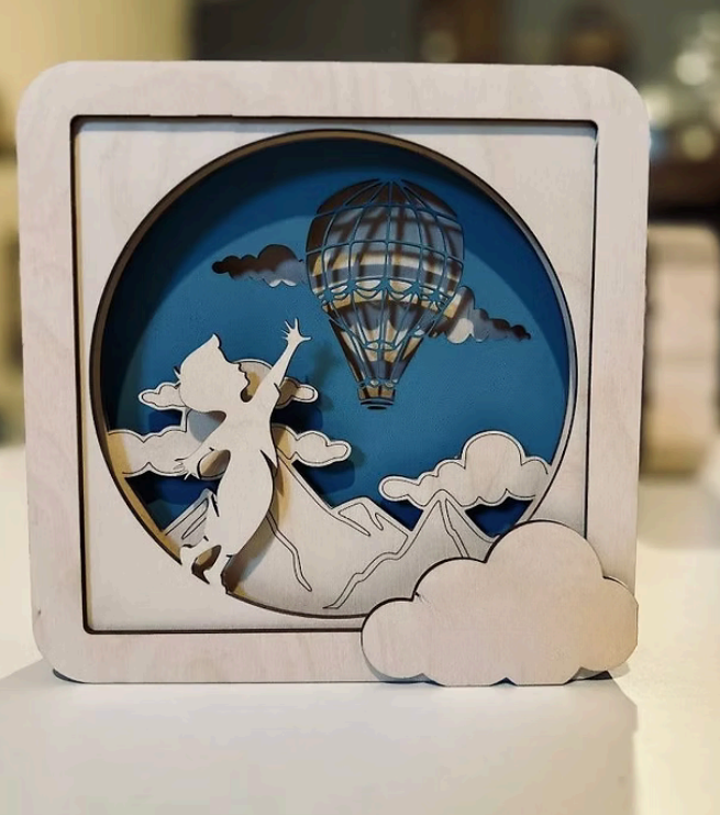 Lampada Shadowbox "Mongolfiera "