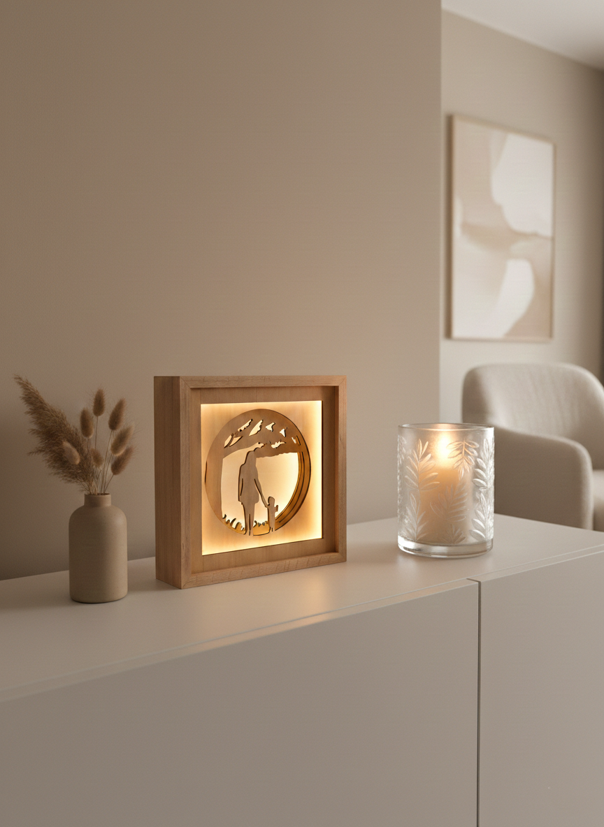 Lampada Shadowbox " Mamma e figlio"